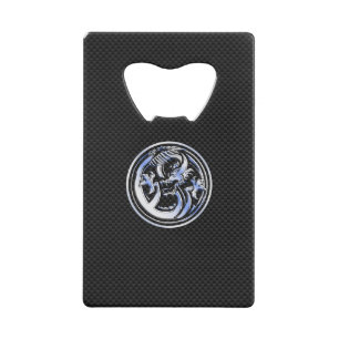 Chrome Dragon Crest dark Carbon Fibre Print Credit Card Bottle Opener