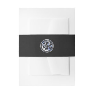 Chrome Dragon Crest dark Carbon Fibre Print Invitation Belly Band