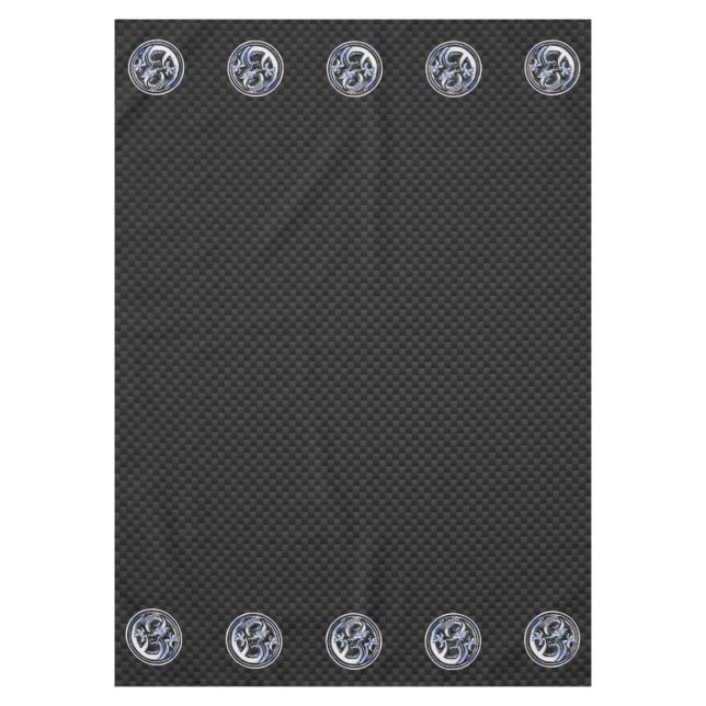Chrome Dragon Crest in Carbon Fibre Print Tablecloth (Front)