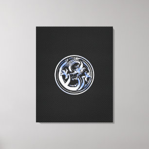 Chrome Dragon Crest on Carbon Fibre Print