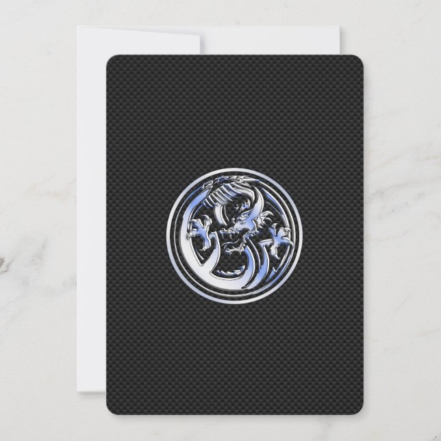 Chrome Dragon Crest on Carbon Fibre Print (Front)