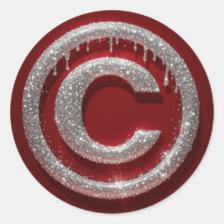 Chrome Drip Glitter Letter C Monogram Classic Round Sticker
