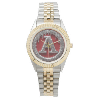 Chrome Drip Letter A Monogram Glitter Icon Watch