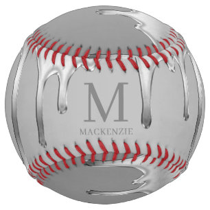 Chrome Dripping Metal Monogram Softball
