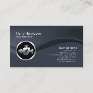Chrome Engine Icon Auto Mechanic Business Card