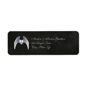 Chrome & Faux Leather Winged Heart Address Label