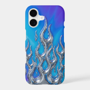 Chrome Flame Phone Case   Electric Blue