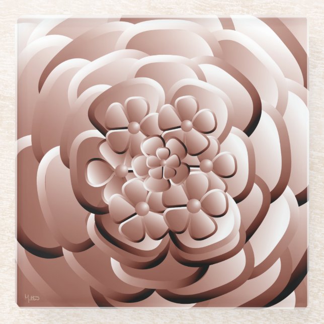Chrome Flowers - Copper Glass Coaster (Front)