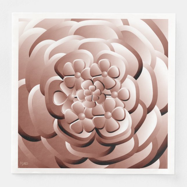 Chrome Flowers - Copper Paper Dinner Napkins (Front)