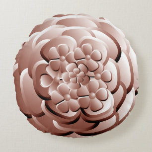 Chrome Flowers - Copper Round Pillow