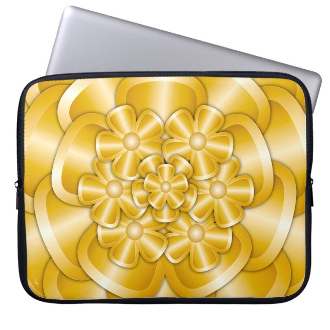 Chrome Flowers - Gold Laptop Sleeve (Front)