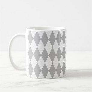 Chrome Grey Argyle light grey Small Diamond Shape Coffee Mug
