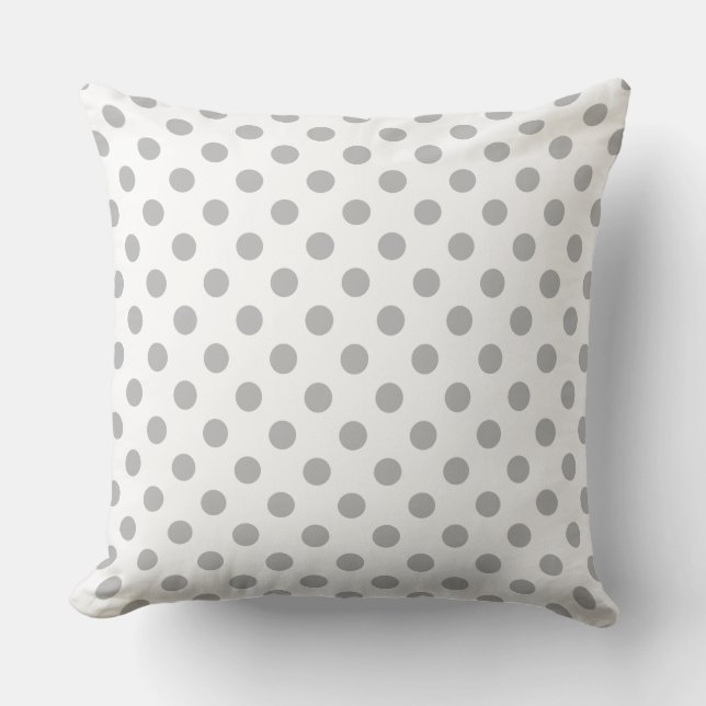 Chrome Grey Polka Dots Circles Throw Pillow (Front)