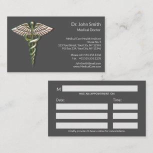 Chrome Holographic 3D Medical Caduceus Appointment Card