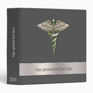Chrome Holographic 3D Medical Caduceus Binder