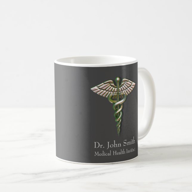 Chrome Holographic 3D Medical Caduceus Coffee Mug (Front Right)