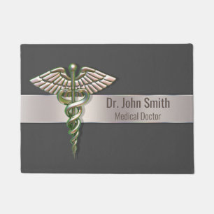 Chrome Holographic 3D Medical Caduceus Doormat