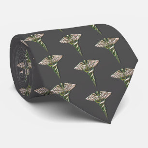 Chrome Holographic 3D Medical Caduceus Pattern Tie