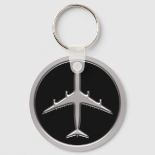 Chrome Jet Airplane Keychain
