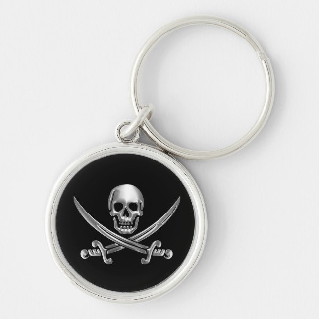 Chrome Jolly Roger Keychain (Front)
