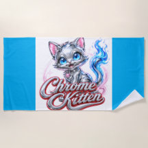 Chrome Kitten Beach Towell