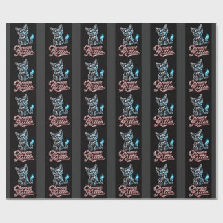 Chrome Kitten Black Wrapping Paper