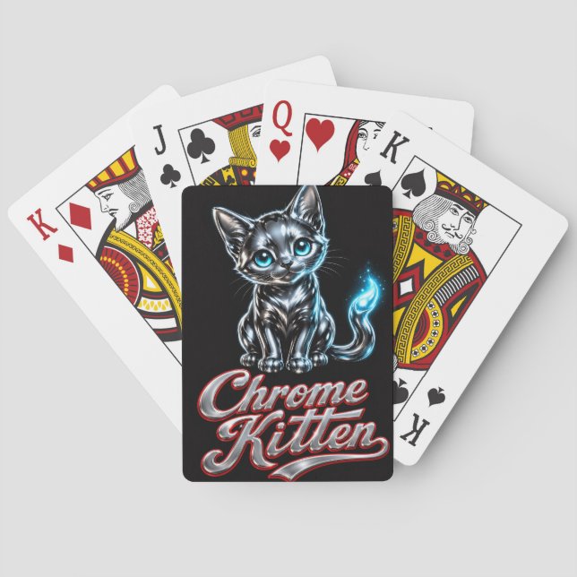 Chrome Kitten Cool Hoodie Playing Cards (Back)