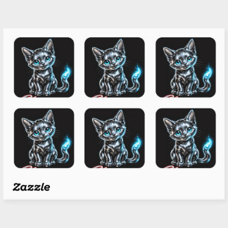 Chrome Kitten Decal Sheet Square Sticker