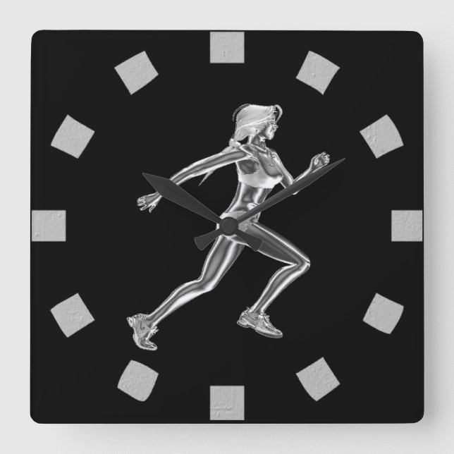 Chrome Lady Runner Wall Clock (Front)
