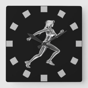 Chrome Lady Runner Wall Clock