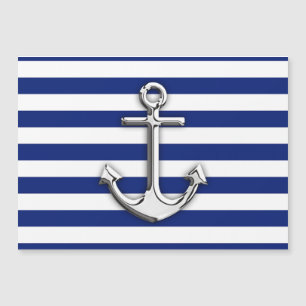 Chrome Like Anchor Nautical Navy Blue Stripes