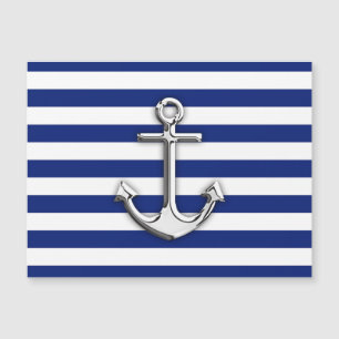 Chrome Like Anchor Nautical Navy Blue Stripes