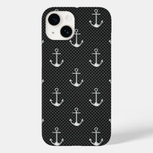 Chrome Like Anchor on Carbon Fiber Pattern Case-Mate iPhone 14 Case