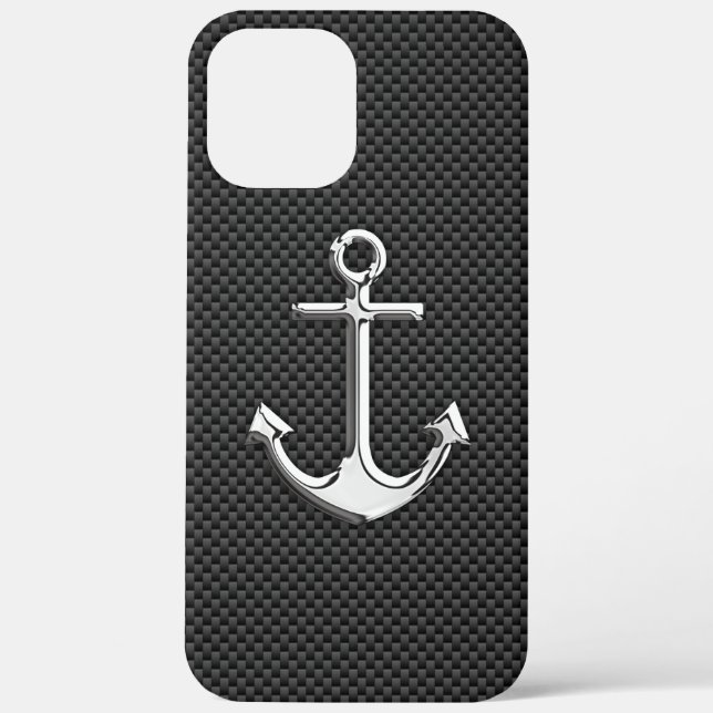 Chrome Like Anchor on Carbon Fibre Case-Mate iPhone Case (Back)