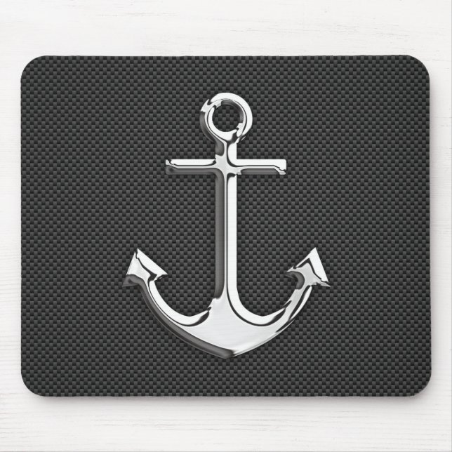 Chrome Like Anchor on Carbon Fibre Mouse Pad (Front)