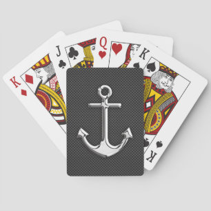 Chrome Like Anchor on Carbon Fibre Playing Cards