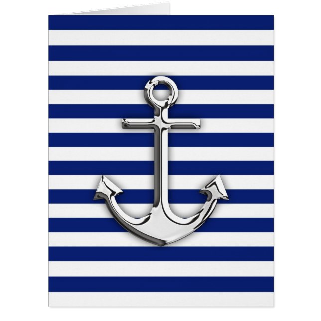Chrome Like Anchor on Navy Stripes Decoration (Front)
