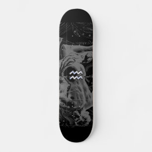 Chrome like Aquarius Sign on Hevelius Map Skateboard