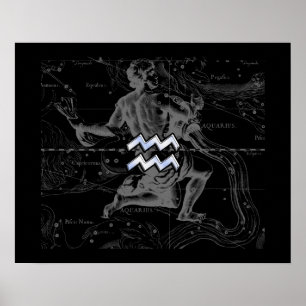 Chrome like Aquarius Zodiac Sign on Hevelius