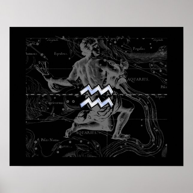 Chrome like Aquarius Zodiac Sign on Hevelius (Front)