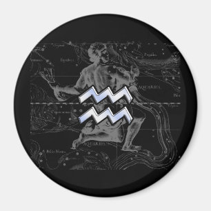 Chrome like Aquarius Zodiac Sign on Hevelius Magnet