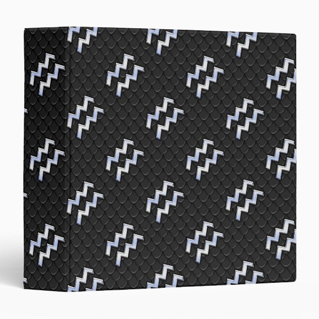 Chrome like Aquarius Zodiac Symbol on snake Binder (Front/Spine)
