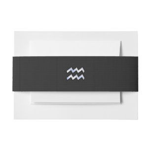 Chrome like Aquarius Zodiac Symbol on snake Invitation Belly Band