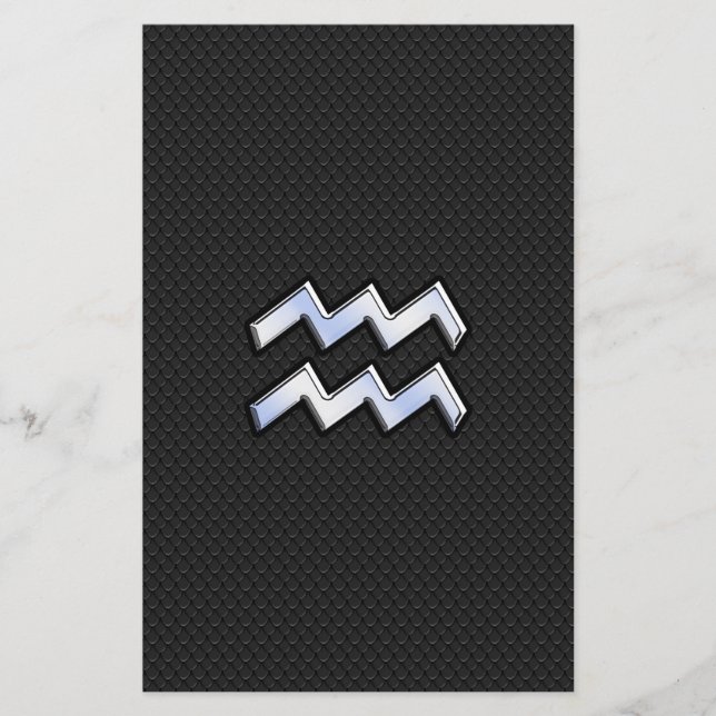 Chrome like Aquarius Zodiac Symbol on snake Stationery (Front)
