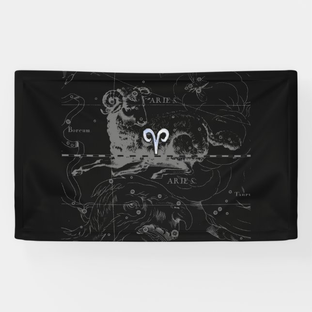 Chrome like Aries Zodiac Sign on Hevelius (Horizontal)