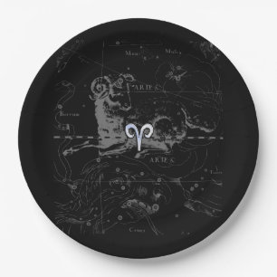 Chrome like Aries Zodiac Sign on Hevelius Paper Plate