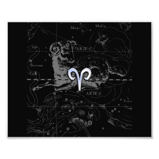 Chrome like Aries Zodiac Sign Vintage Hevelius (Front)