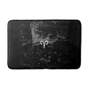 Chrome like Aries Zodiac Symbol on Hevelius Bath Mat