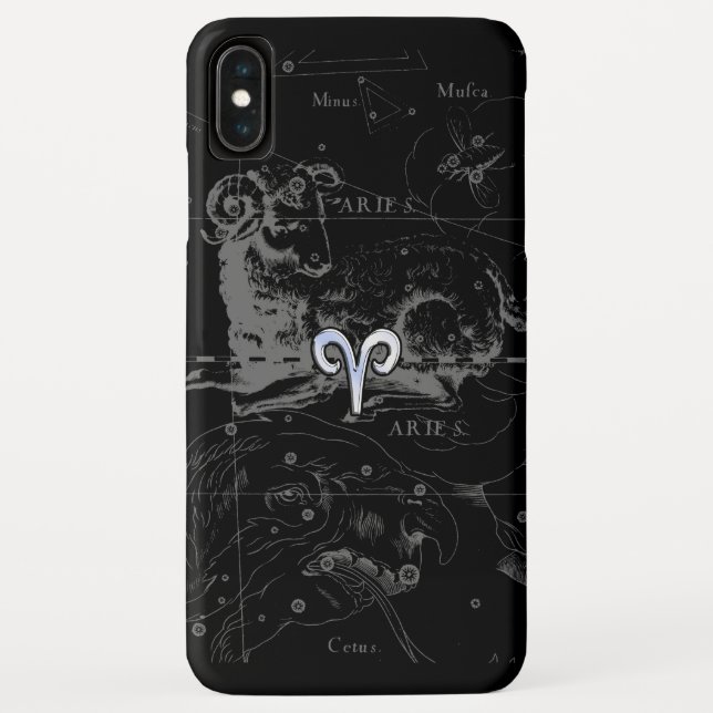 Chrome like Aries Zodiac Symbol on Hevelius Case-Mate iPhone Case (Back)
