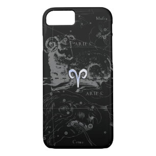 Chrome like Aries Zodiac Symbol on Hevelius iPhone 8/7 Case
